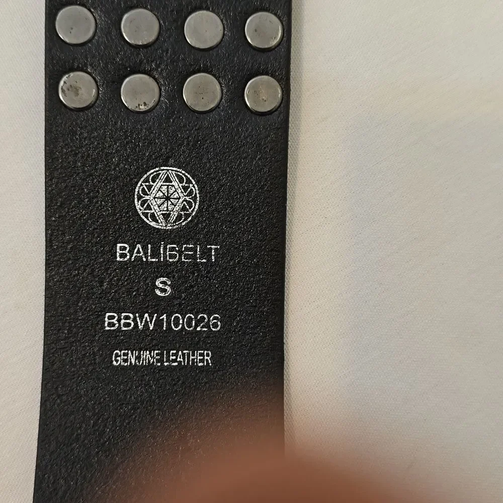 Balibelts Studio Black‎ Leather Silver Studded  Belt Small NWOT!
